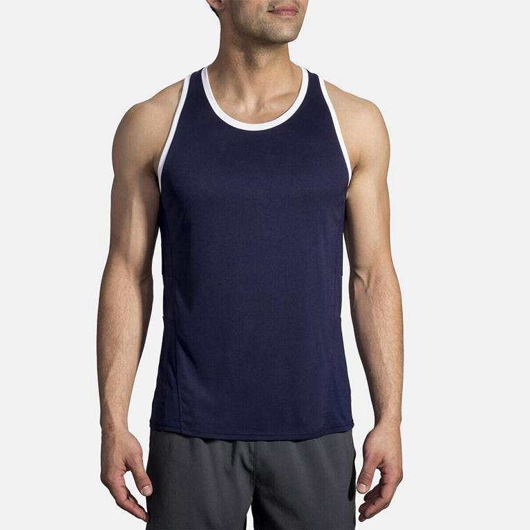 Brooks Stealth Running Tank Top - Men's - Blue (67594-XHOV)